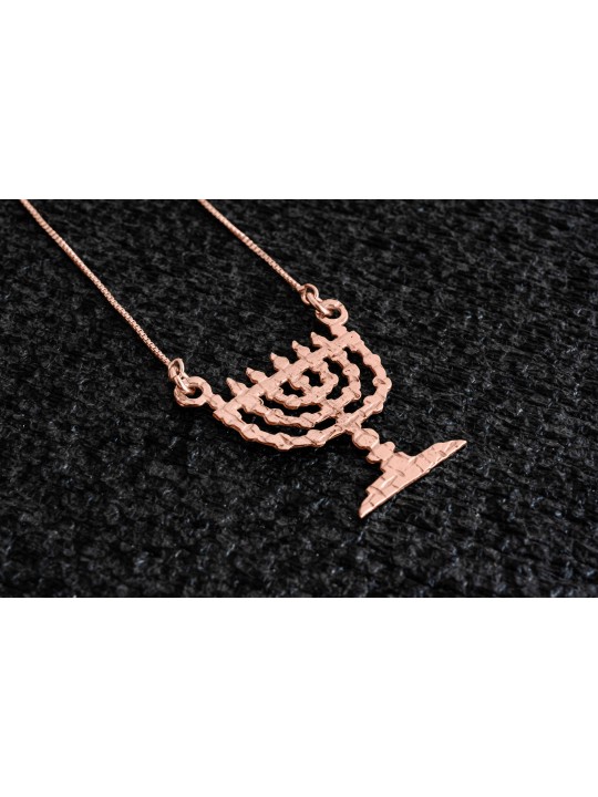 שרשרת חנוכיות שבעת סניפים מזהב לבן, מתנות חתונה יהודיות, ישרא